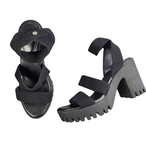 Madden NYC Shoes - Madden NYC Womens Chunky Black Sandals Size 8 Lug Sole y2k Platform